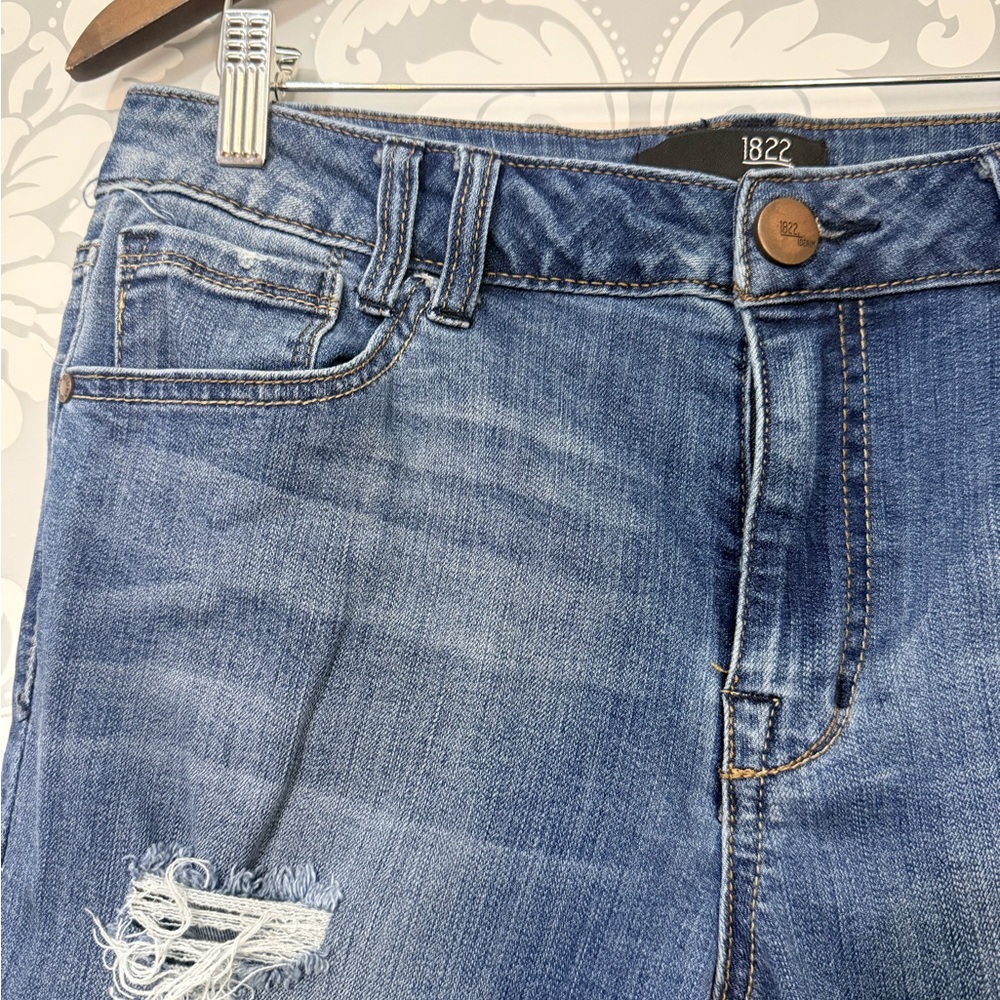 1822 Denim‎ Distressed Cut Off Mid Rise Skinny Jeans - Picture 3 of 6